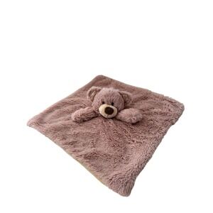 Kellytoy Beige Teddy Bear Plush Security Blanket Lovey Shaggy Faux Fur 13" Luxe